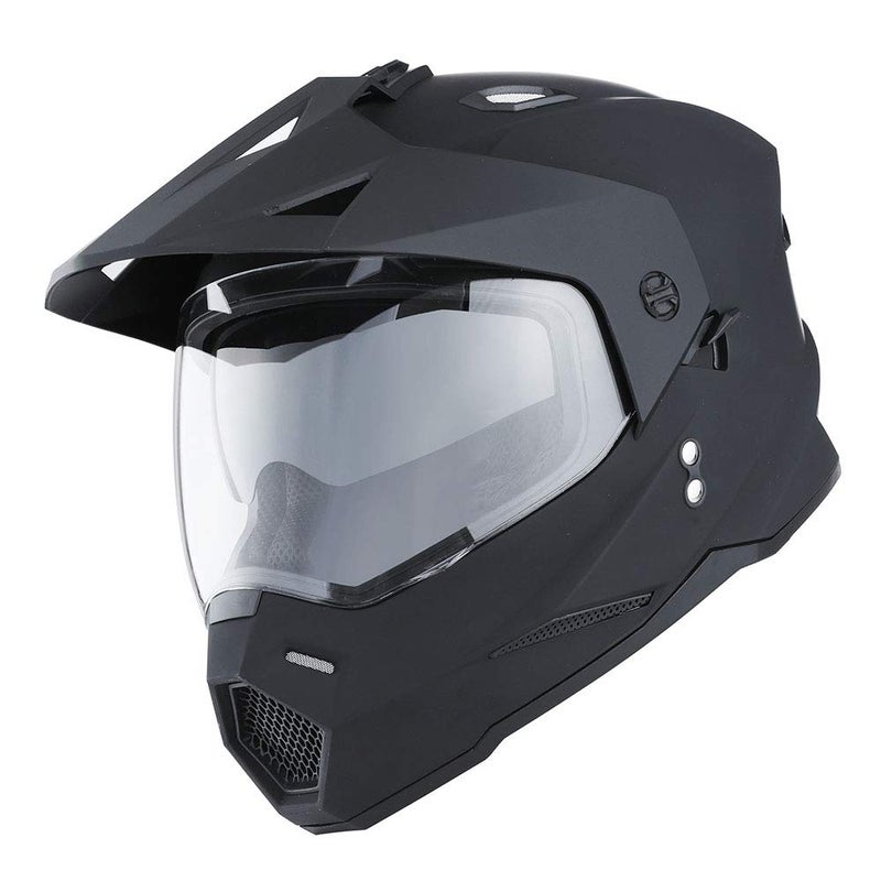 1Storm Dual Sport Motorcycle Motocross Off Road Full Face Helmet Dual Visor Matt Black, Size XL - Image 5